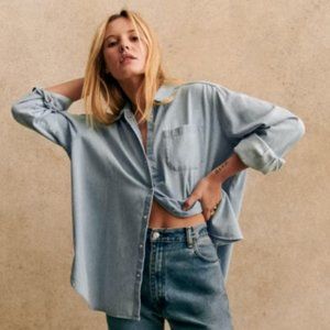 Sézane Max Shirt in Very Light Denim Size 38/US 6